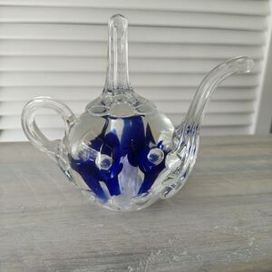 Teapot Glass Paperweight Ring Holder